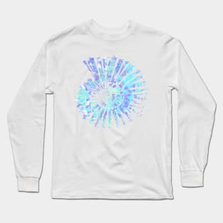 Nautilus Shell Design in Blue , Purple and Mint Paint Strokes Pattern Long Sleeve T-Shirt